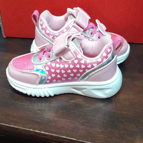 Barbie Toddler 7 Girls Pink Light Up Velcro Sneakers - Picture 4 of 5